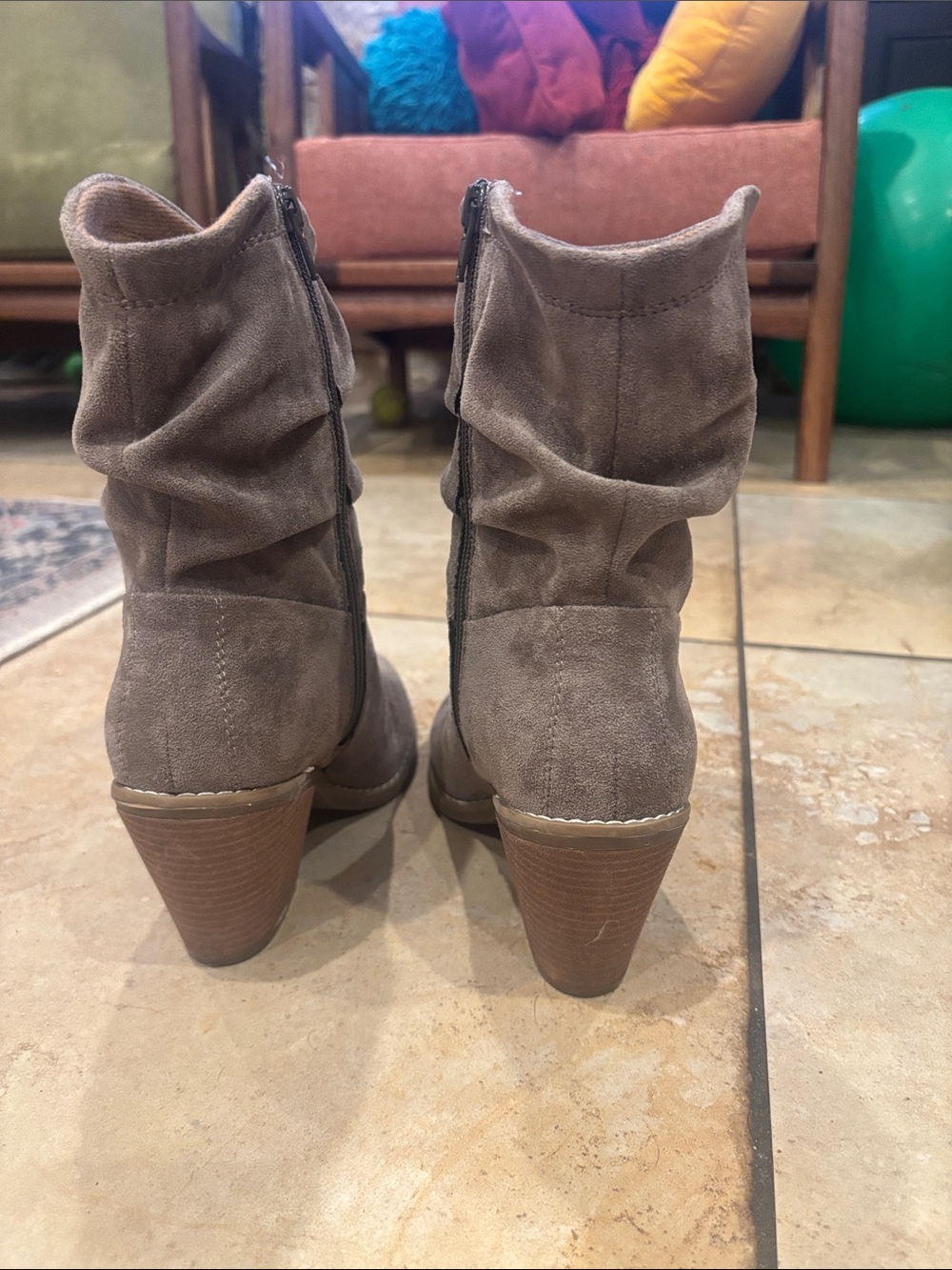 Euro Style  Women's Taupe Suede Mid-Calf Slouch Boot with Side Zip size 7..5 - Picture 6 of 14